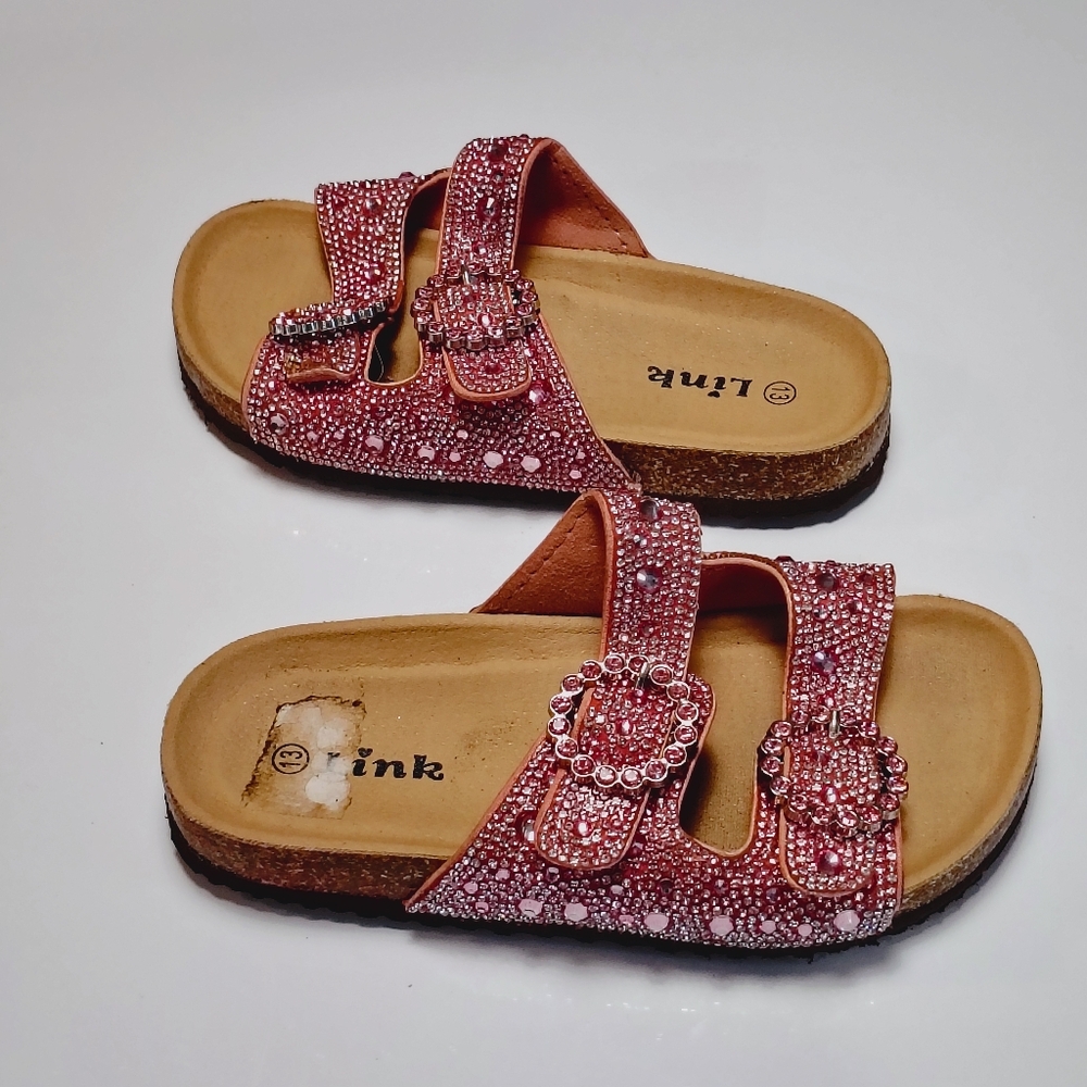 Link Pink Rhinestone Little Girls Sandals Size 13. - Picture 4 of 13